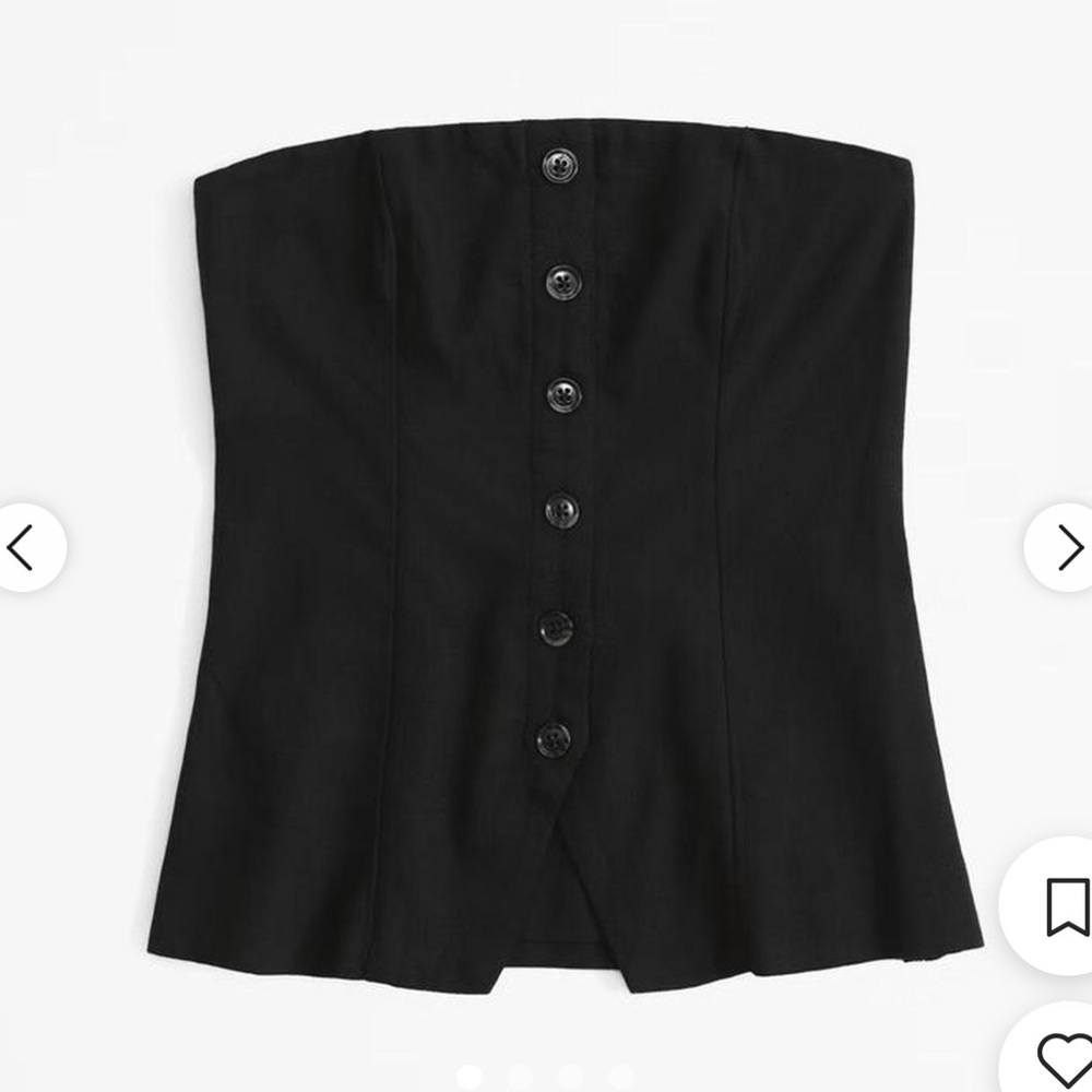 Abercrombie Mara Black Linen-Blend Strapless Top, Size XS